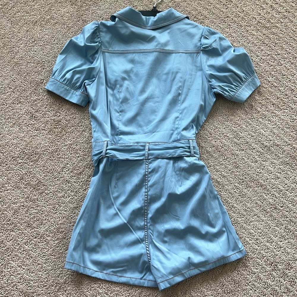 Fashion Novs Puff Sleeve Denim Romper - Picture 3 of 6